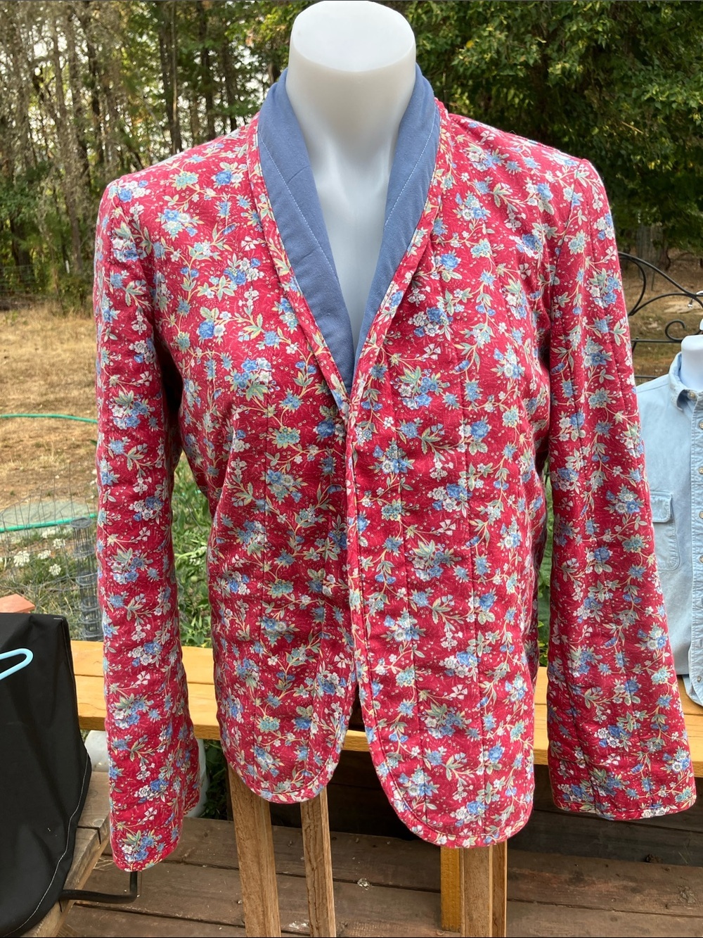 Vintage Fritzi quilted floral open front jacket 40” chest